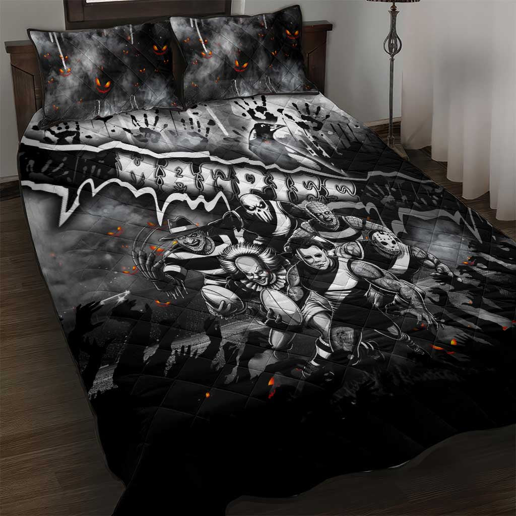 Step Into Horror Domain Magpies Football Quilt Bed Set Halloween Horror Movie Characters - Aussie Hoodie