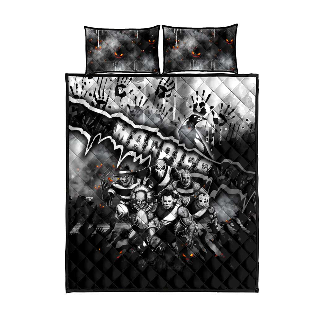 Step Into Horror Domain Magpies Football Quilt Bed Set Halloween Horror Movie Characters - Aussie Hoodie