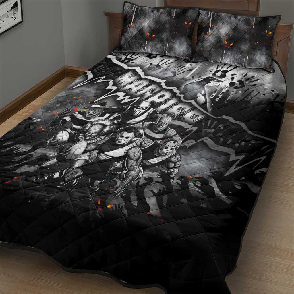 Step Into Horror Domain Magpies Football Quilt Bed Set Halloween Horror Movie Characters - Aussie Hoodie