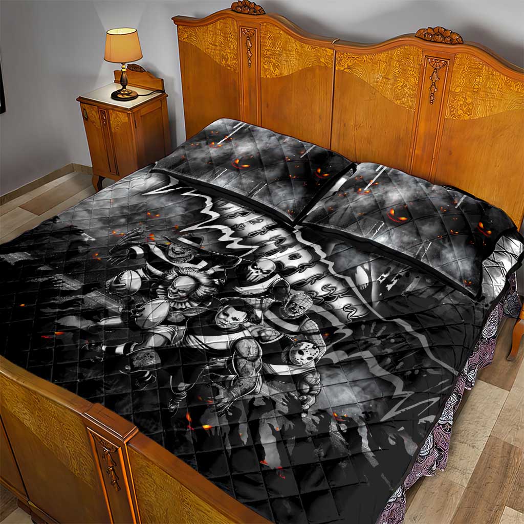 Step Into Horror Domain Magpies Football Quilt Bed Set Halloween Horror Movie Characters - Aussie Hoodie
