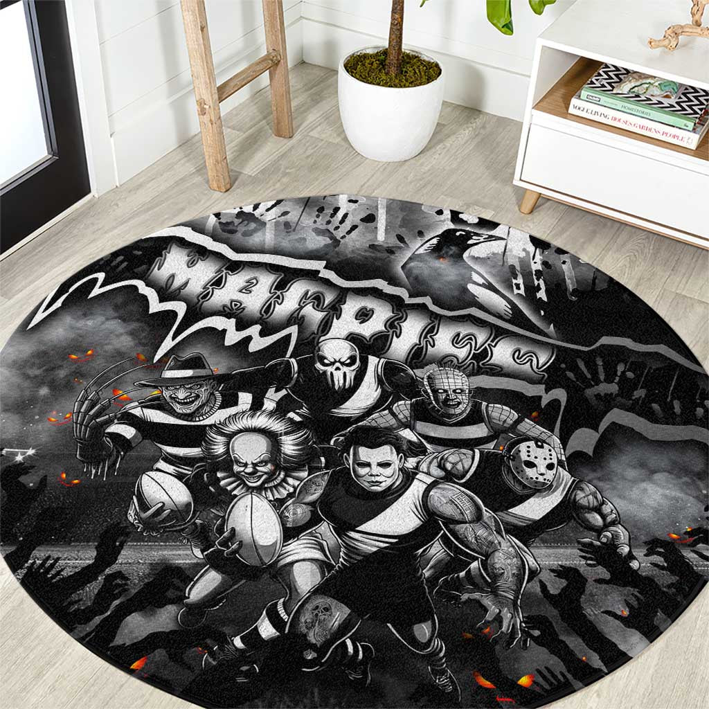 Step Into Horror Domain Magpies Football Round Carpet Halloween Horror Movie Characters - Aussie Hoodie