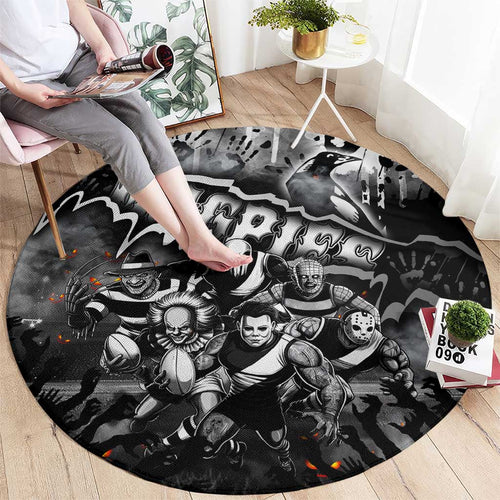 Step Into Horror Domain Magpies Football Round Carpet Halloween Horror Movie Characters - Aussie Hoodie