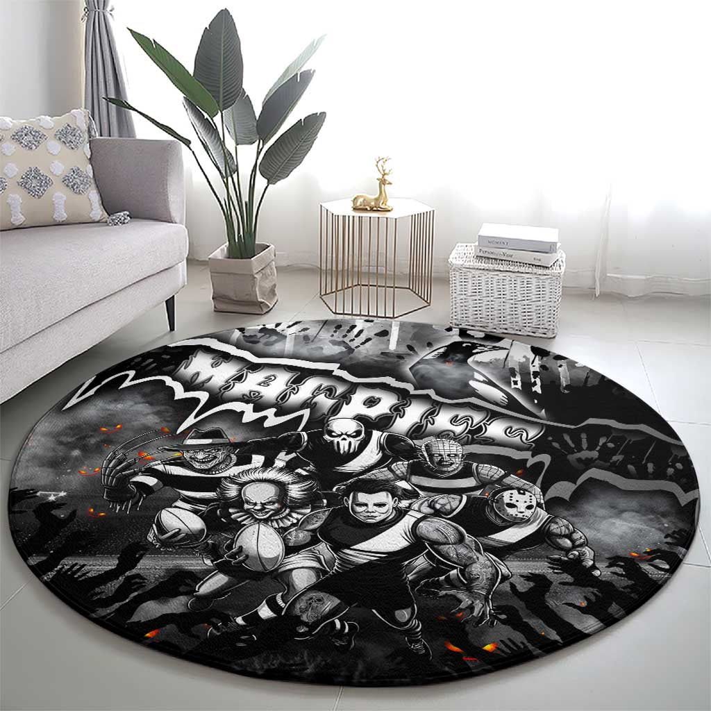 Step Into Horror Domain Magpies Football Round Carpet Halloween Horror Movie Characters - Aussie Hoodie