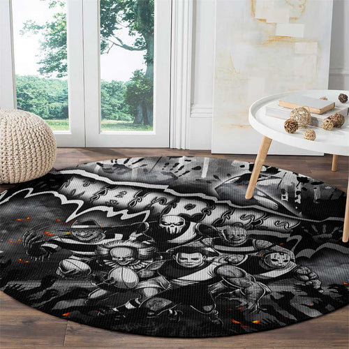 Step Into Horror Domain Magpies Football Round Carpet Halloween Horror Movie Characters - Aussie Hoodie