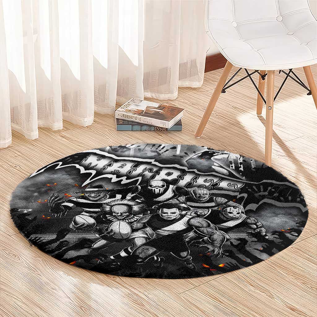 Step Into Horror Domain Magpies Football Round Carpet Halloween Horror Movie Characters - Aussie Hoodie