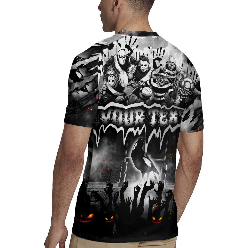 Step Into Horror Domain Magpies Football Rugby Jersey Halloween Horror Movie Characters - Aussie Hoodie