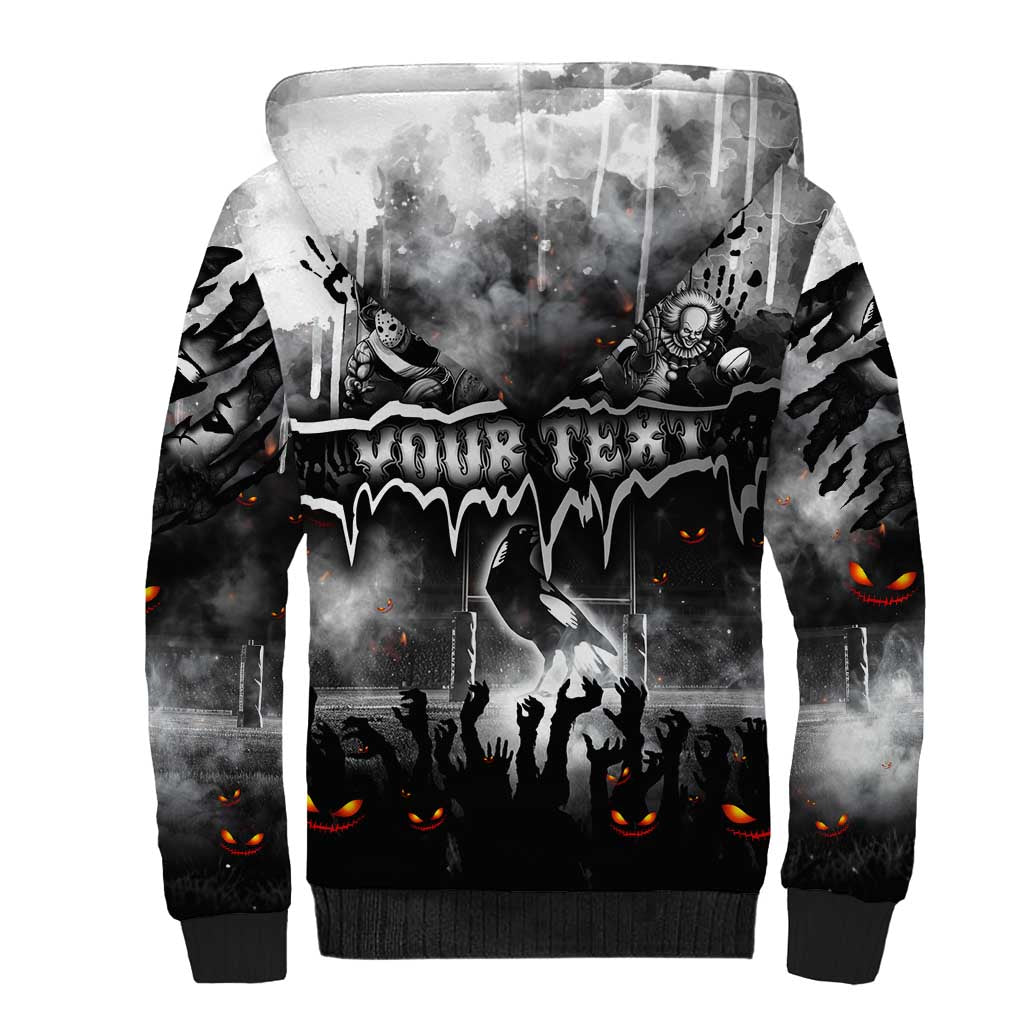 Step Into Horror Domain Magpies Football Sherpa Hoodie Halloween Horror Movie Characters - Aussie Hoodie