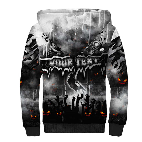 Step Into Horror Domain Magpies Football Sherpa Hoodie Halloween Horror Movie Characters - Aussie Hoodie