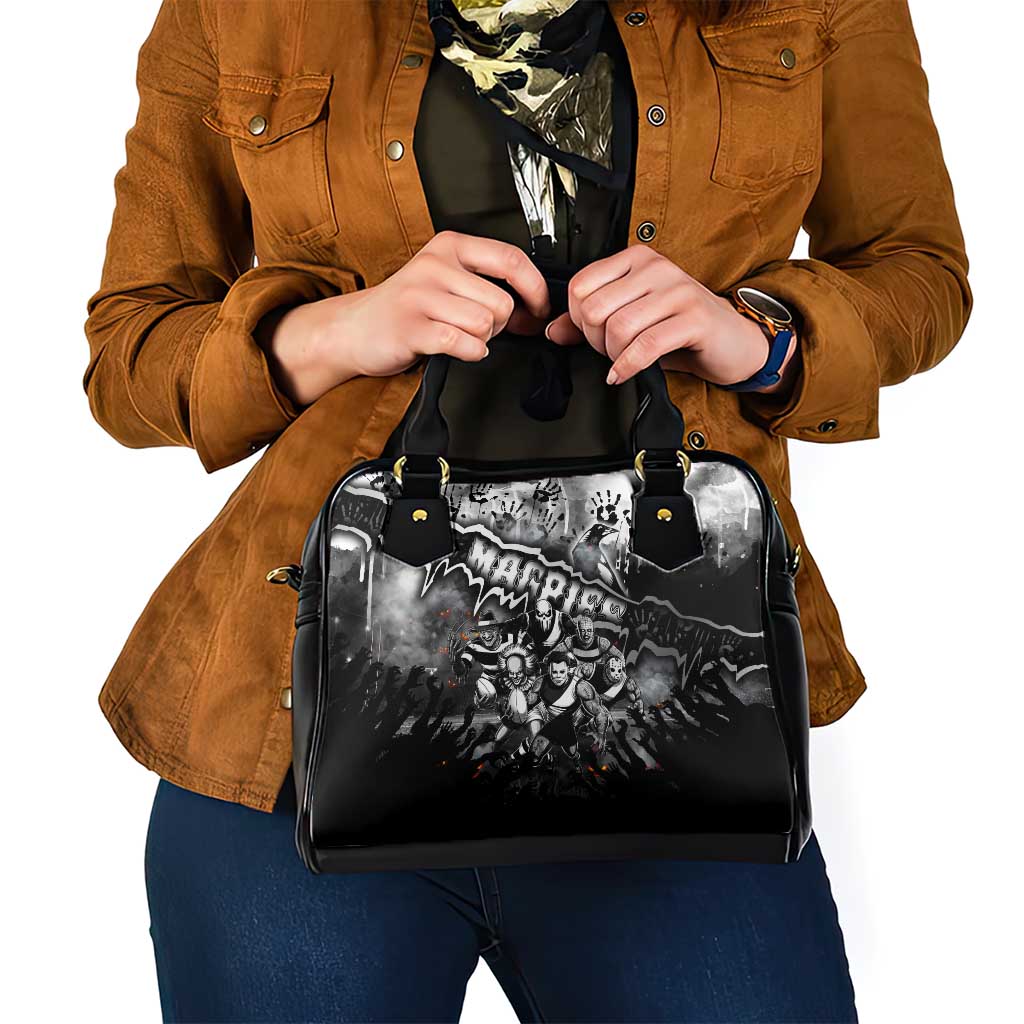 Step Into Horror Domain Magpies Football Shoulder Handbag Halloween Horror Movie Characters - Aussie Hoodie
