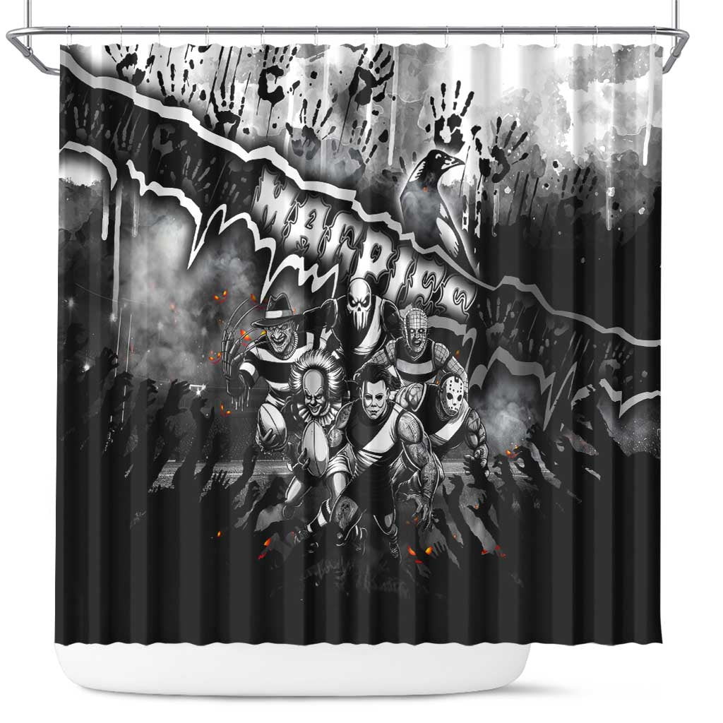 Step Into Horror Domain Magpies Football Shower Curtain Halloween Horror Movie Characters - Aussie Hoodie