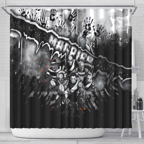 Step Into Horror Domain Magpies Football Shower Curtain Halloween Horror Movie Characters - Aussie Hoodie