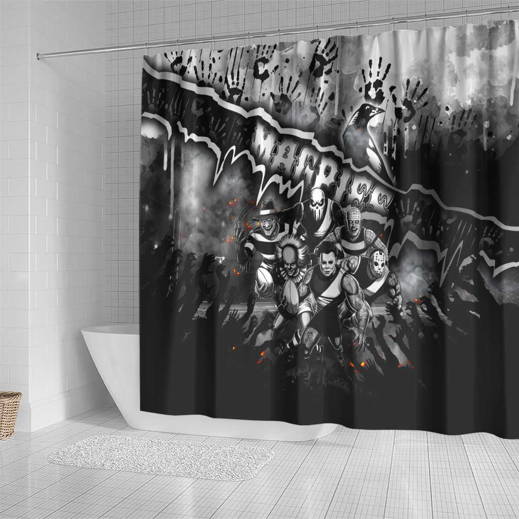 Step Into Horror Domain Magpies Football Shower Curtain Halloween Horror Movie Characters - Aussie Hoodie