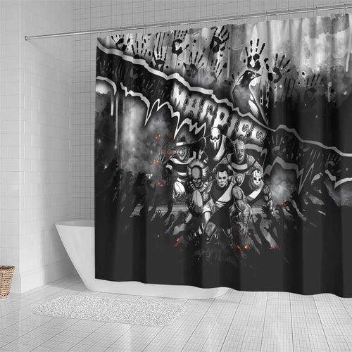 Step Into Horror Domain Magpies Football Shower Curtain Halloween Horror Movie Characters - Aussie Hoodie
