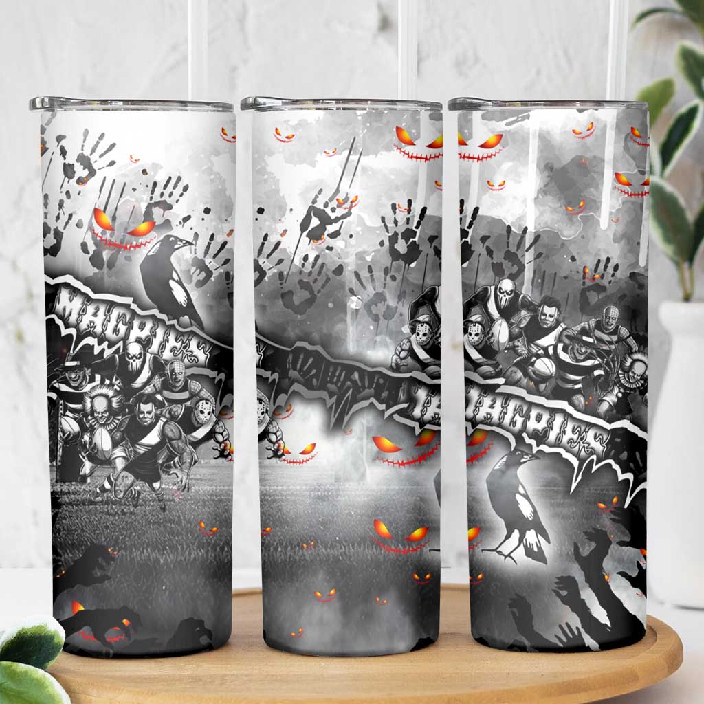 Step Into Horror Domain Magpies Football Skinny Tumbler Halloween Horror Movie Characters - Aussie Hoodie
