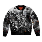 Step Into Horror Domain Magpies Football Sleeve Zip Bomber Jacket Halloween Horror Movie Characters - Aussie Hoodie