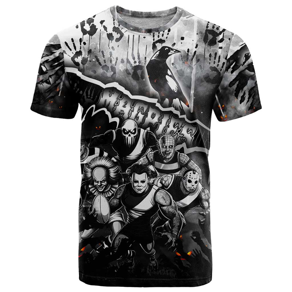 Step Into Horror Domain Magpies Football T Shirt Halloween Horror Movie Characters - Aussie Hoodie