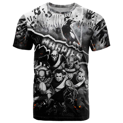 Step Into Horror Domain Magpies Football T Shirt Halloween Horror Movie Characters - Aussie Hoodie