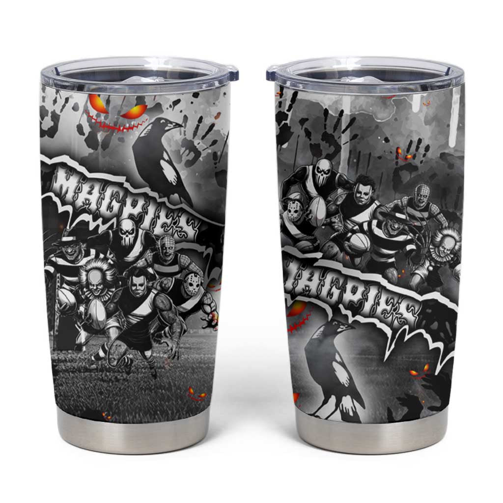Step Into Horror Domain Magpies Football Tumbler Cup Halloween Horror Movie Characters - Aussie Hoodie