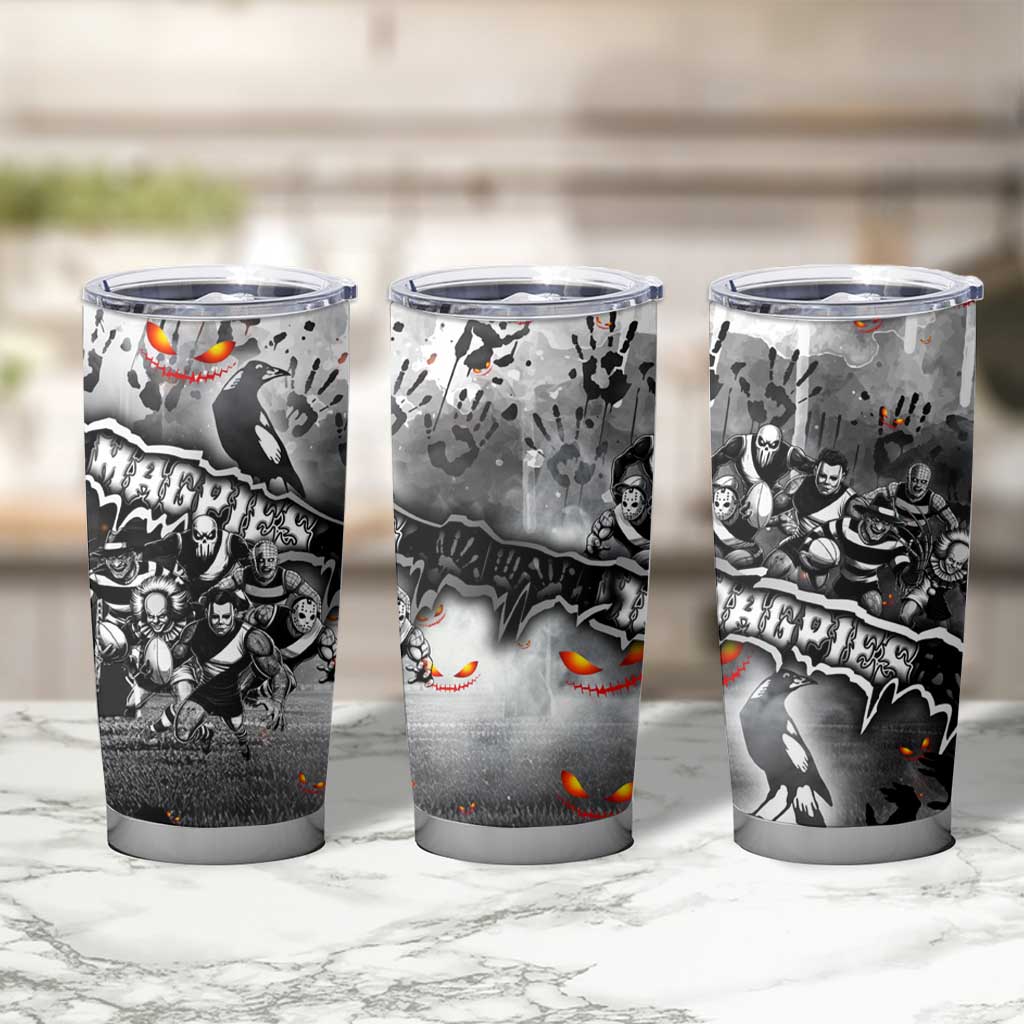 Step Into Horror Domain Magpies Football Tumbler Cup Halloween Horror Movie Characters - Aussie Hoodie