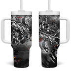Step Into Horror Domain Magpies Football Tumbler With Handle Halloween Horror Movie Characters - Aussie Hoodie