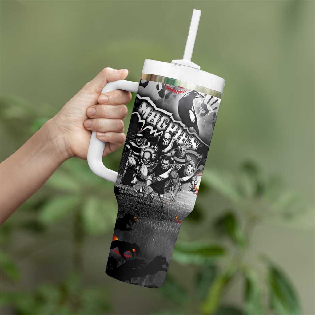 Step Into Horror Domain Magpies Football Tumbler With Handle Halloween Horror Movie Characters - Aussie Hoodie
