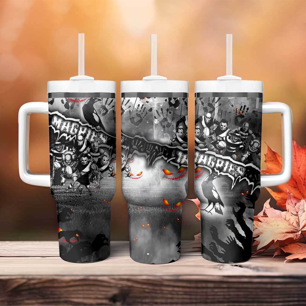 Step Into Horror Domain Magpies Football Tumbler With Handle Halloween Horror Movie Characters - Aussie Hoodie