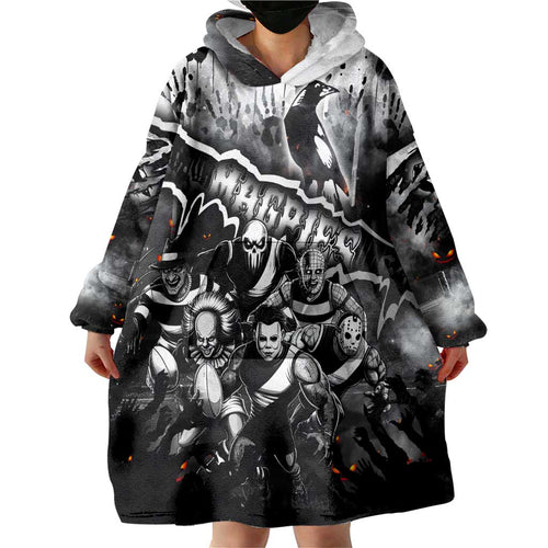 Step Into Horror Domain Magpies Football Wearable Blanket Hoodie Halloween Horror Movie Characters - Aussie Hoodie