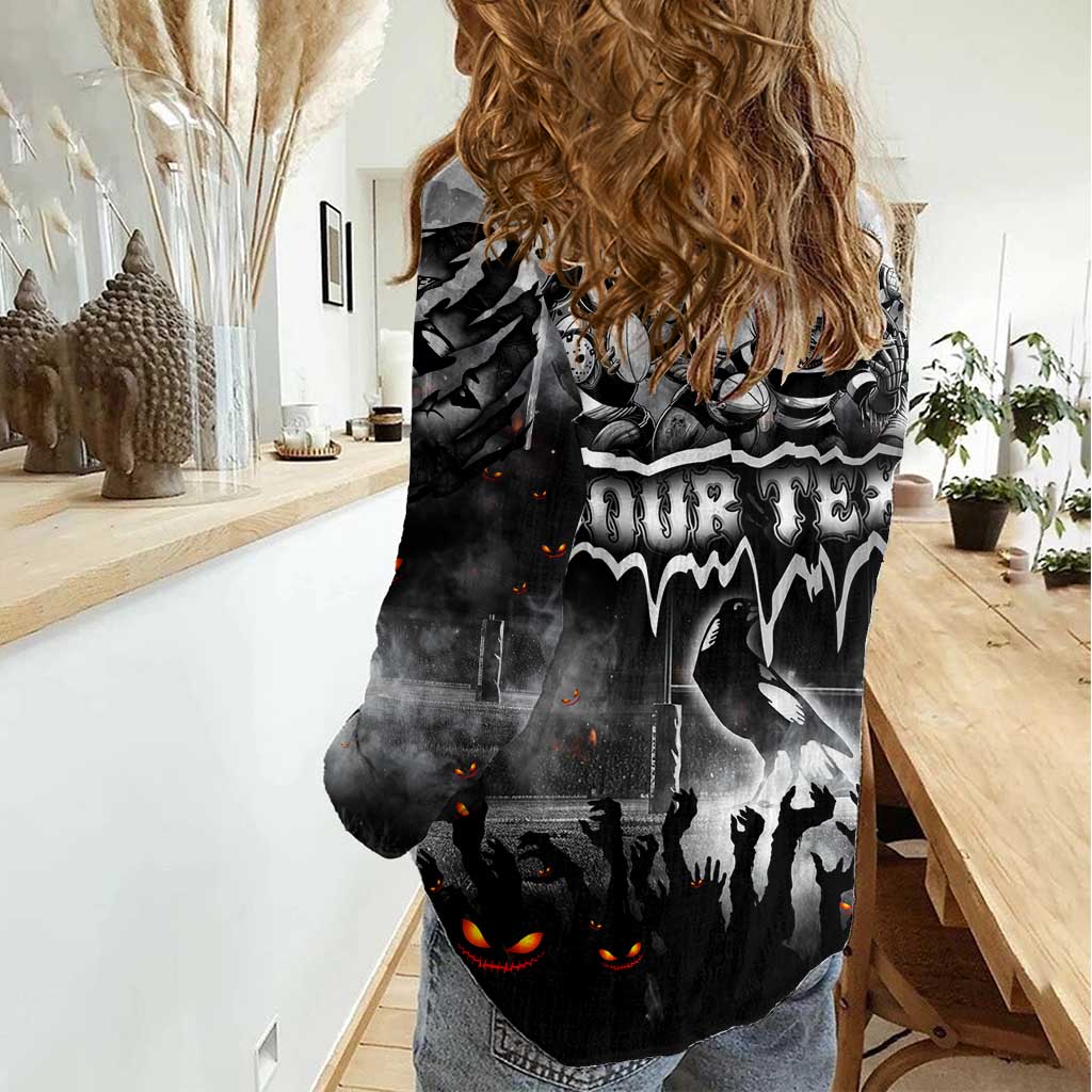Step Into Horror Domain Magpies Football Women Casual Shirt Halloween Horror Movie Characters - Aussie Hoodie