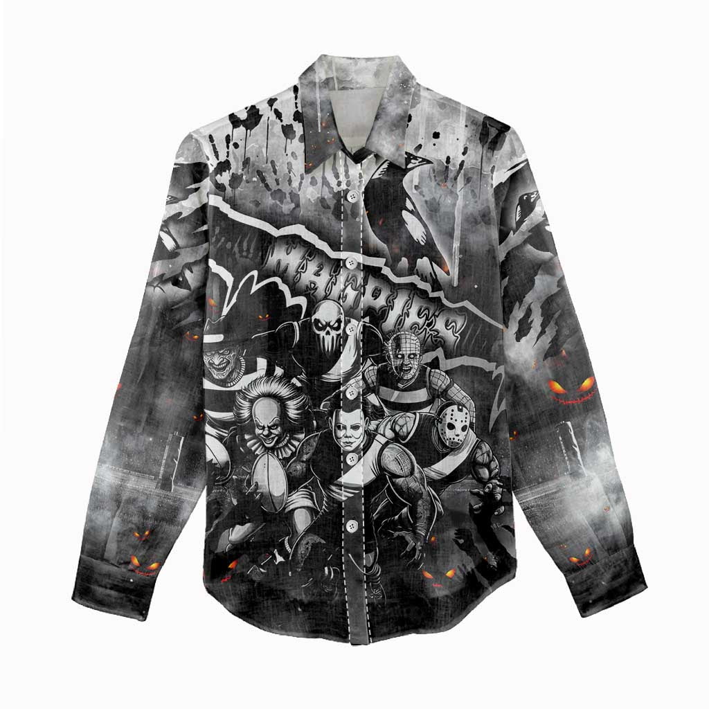 Step Into Horror Domain Magpies Football Women Casual Shirt Halloween Horror Movie Characters - Aussie Hoodie