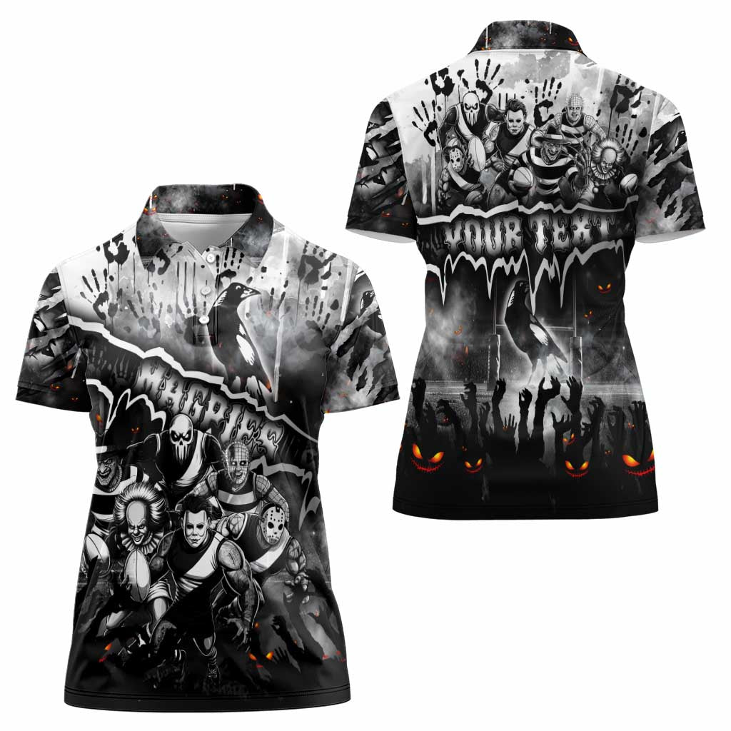 Step Into Horror Domain Magpies Football Women Polo Shirt Halloween Horror Movie Characters - Aussie Hoodie