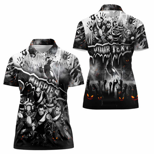 Step Into Horror Domain Magpies Football Women Polo Shirt Halloween Horror Movie Characters - Aussie Hoodie