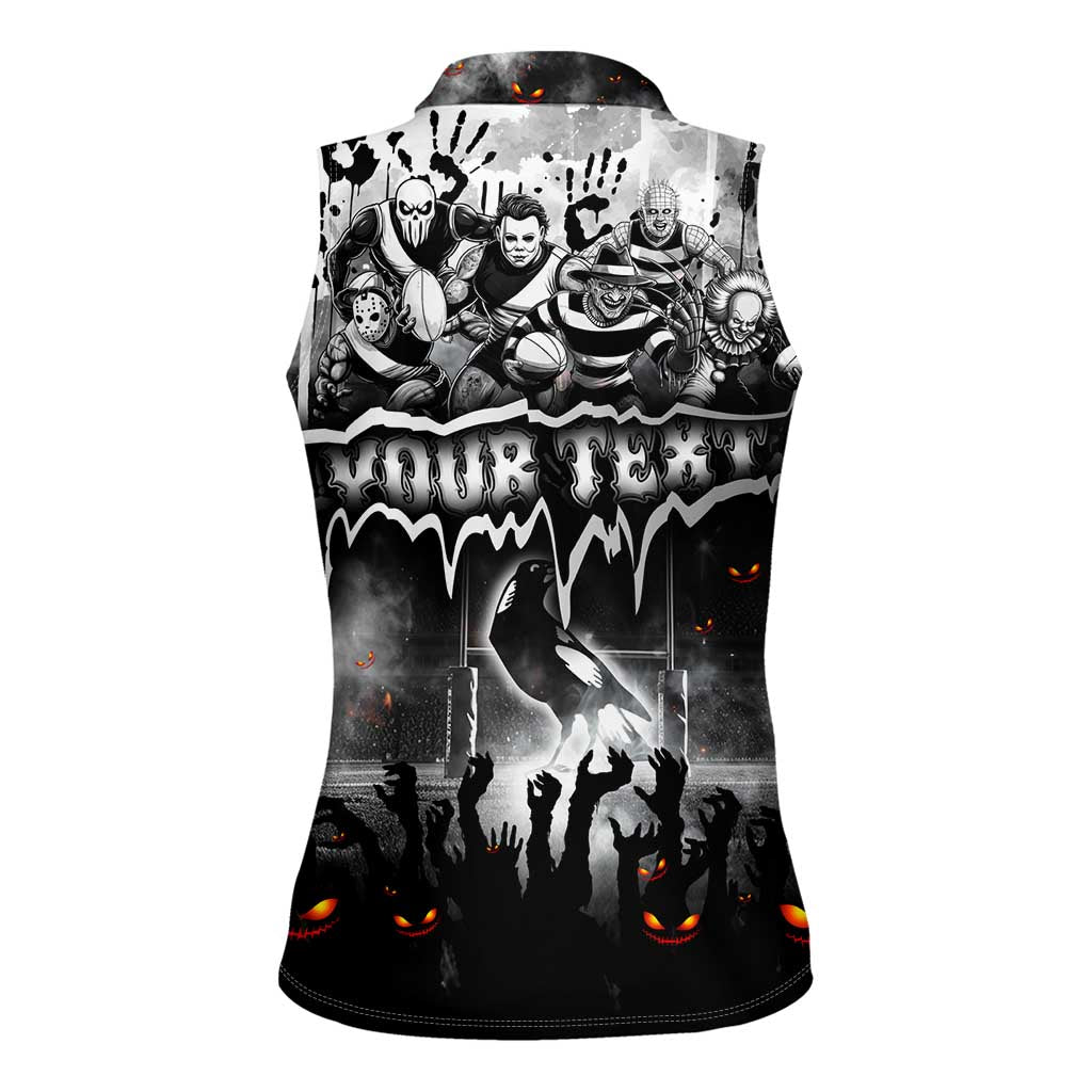 Step Into Horror Domain Magpies Football Women Sleeveless Polo Shirt Halloween Horror Movie Characters - Aussie Hoodie