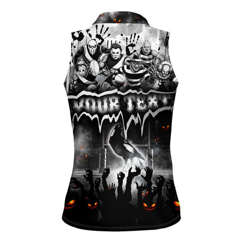 Step Into Horror Domain Magpies Football Women Sleeveless Polo Shirt Halloween Horror Movie Characters - Aussie Hoodie