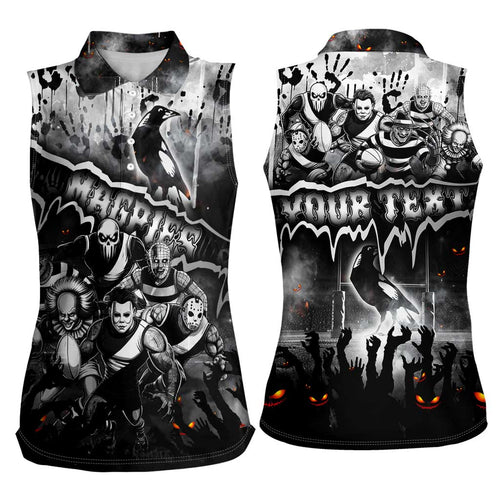Step Into Horror Domain Magpies Football Women Sleeveless Polo Shirt Halloween Horror Movie Characters - Aussie Hoodie