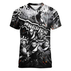 Step Into Horror Domain Magpies Football Women V-Neck T-Shirt Halloween Horror Movie Characters - Aussie Hoodie