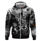 Step Into Horror Domain Magpies Football Zip Hoodie Halloween Horror Movie Characters - Aussie Hoodie