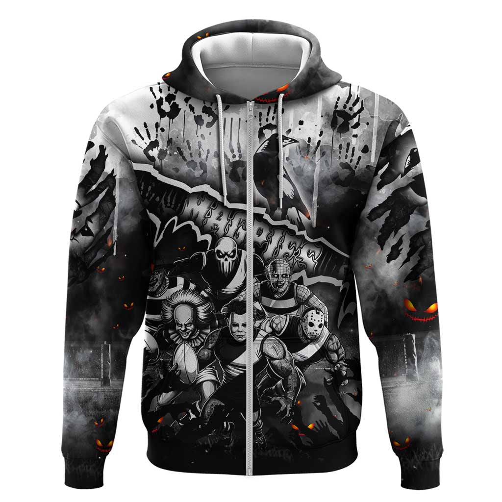 Step Into Horror Domain Magpies Football Zip Hoodie Halloween Horror Movie Characters - Aussie Hoodie