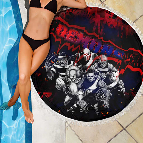 Step Into Horror Domain Demons Football Beach Blanket Halloween Horror Movie Characters - Aussie Hoodie