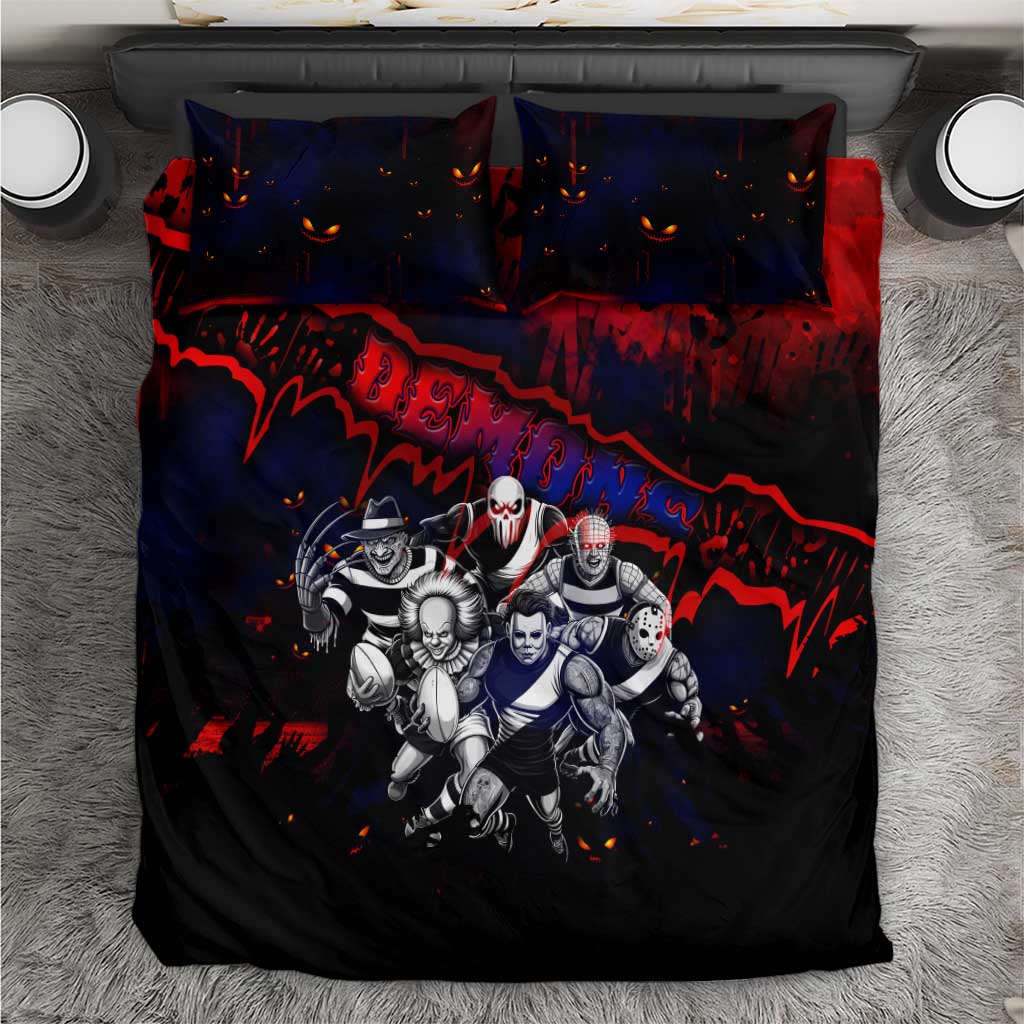 Step Into Horror Domain Demons Football Bedding Set Halloween Horror Movie Characters - Aussie Hoodie