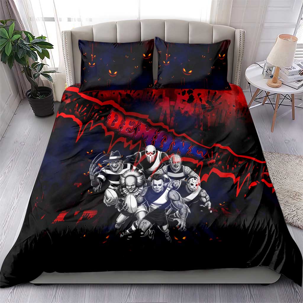 Step Into Horror Domain Demons Football Bedding Set Halloween Horror Movie Characters - Aussie Hoodie
