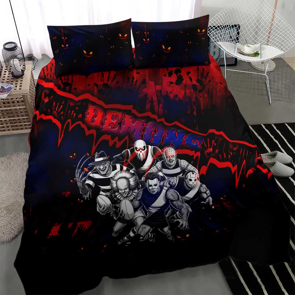 Step Into Horror Domain Demons Football Bedding Set Halloween Horror Movie Characters - Aussie Hoodie