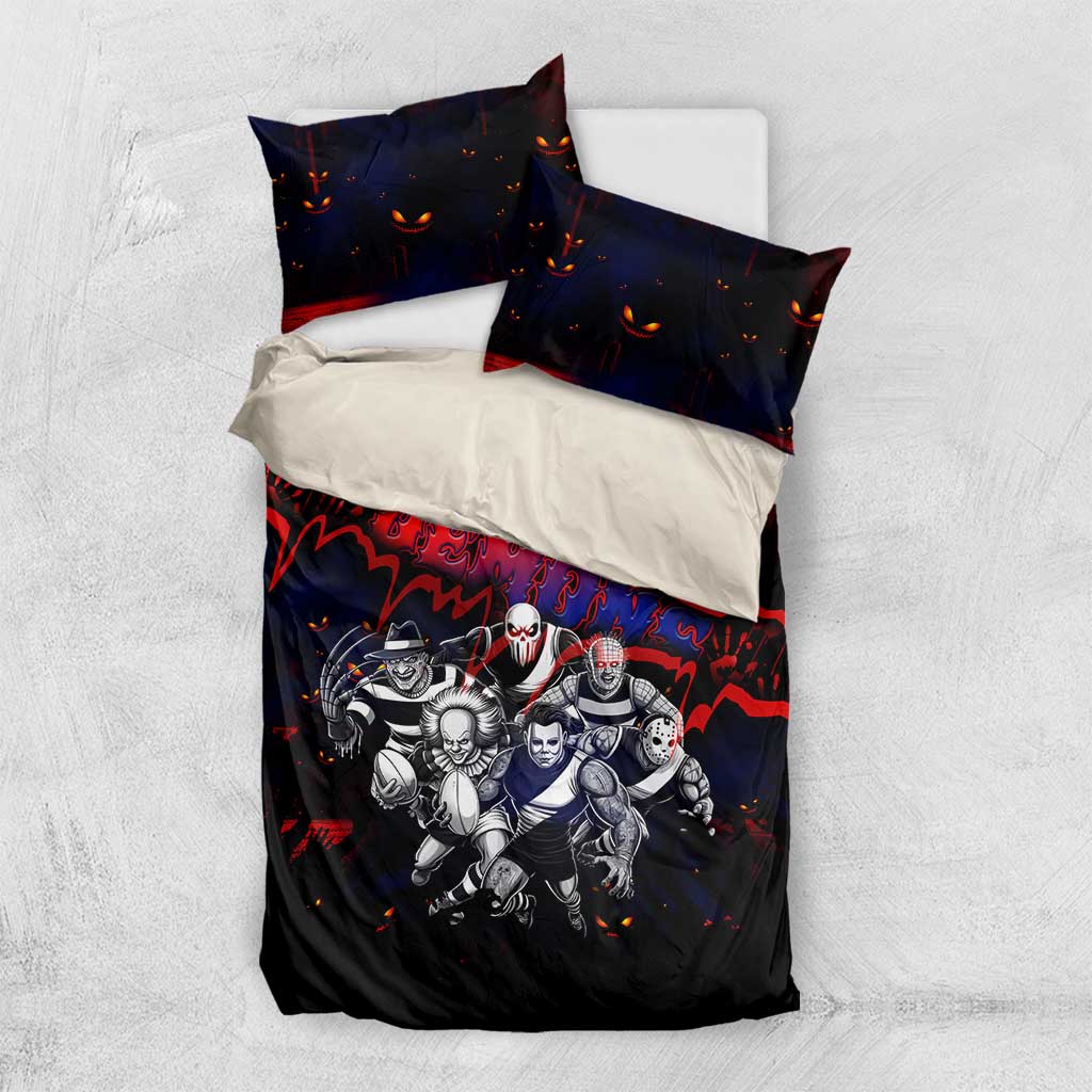 Step Into Horror Domain Demons Football Bedding Set Halloween Horror Movie Characters - Aussie Hoodie