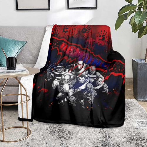 Step Into Horror Domain Demons Football Blanket Halloween Horror Movie Characters - Aussie Hoodie