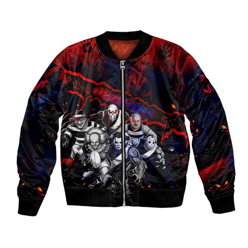 Step Into Horror Domain Demons Football Bomber Jacket Halloween Horror Movie Characters - Aussie Hoodie