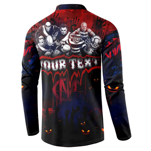 Step Into Horror Domain Demons Football Button Sweatshirt Halloween Horror Movie Characters - Aussie Hoodie