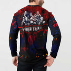 Step Into Horror Domain Demons Football Button Sweatshirt Halloween Horror Movie Characters - Aussie Hoodie