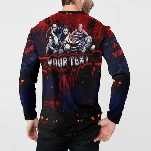 Step Into Horror Domain Demons Football Button Sweatshirt Halloween Horror Movie Characters - Aussie Hoodie