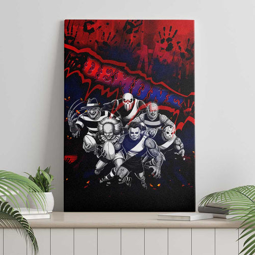 Step Into Horror Domain Demons Football Canvas Wall Art Halloween Horror Movie Characters - Aussie Hoodie