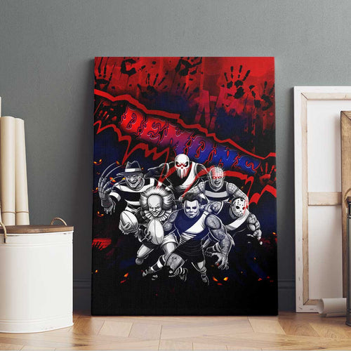 Step Into Horror Domain Demons Football Canvas Wall Art Halloween Horror Movie Characters - Aussie Hoodie