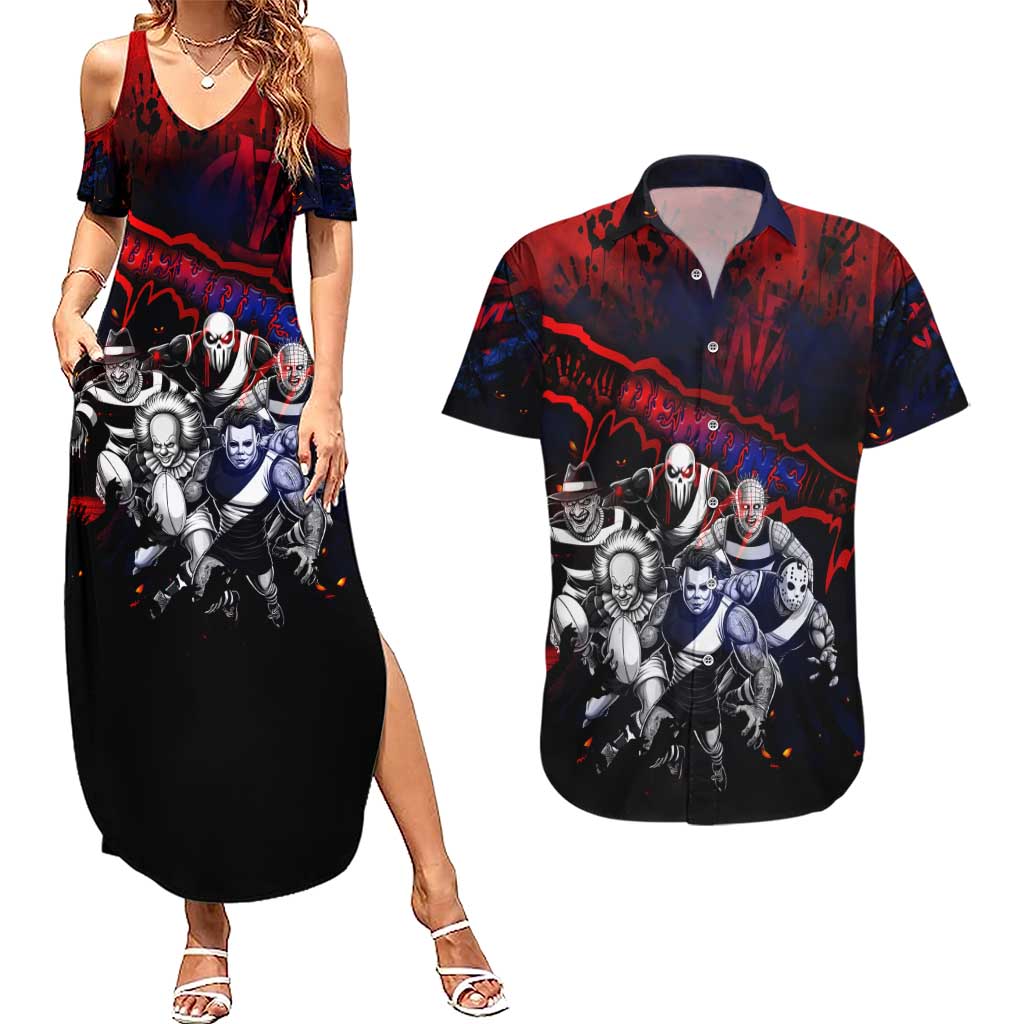 Step Into Horror Domain Demons Football Couples Matching Summer Maxi Dress and Hawaiian Shirt Halloween Horror Movie Characters - Aussie Hoodie